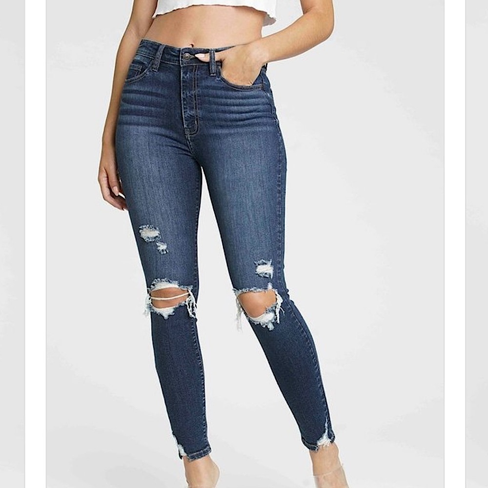 🍒BOGO50%🍒🆕💙EUNINA: BELLA SUPER HIGH RISE DISTRESS ANKLE Jeans Size 15